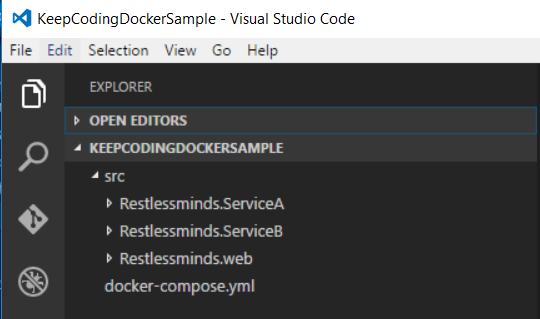 Visual Studio Code, estructura aplicación