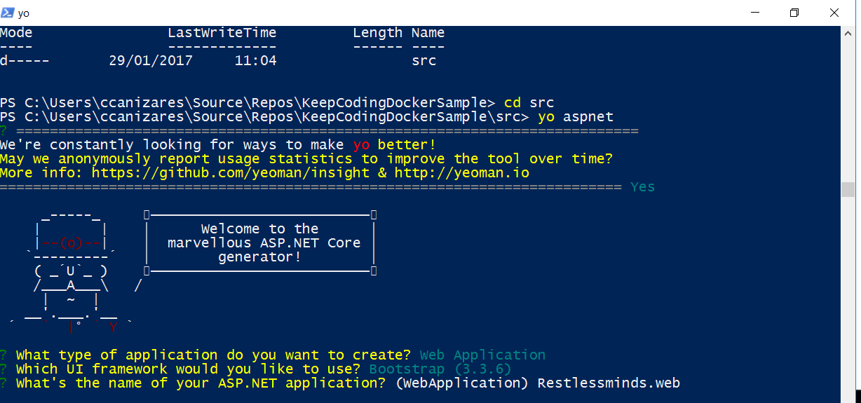 Yeoman aspnet template generator